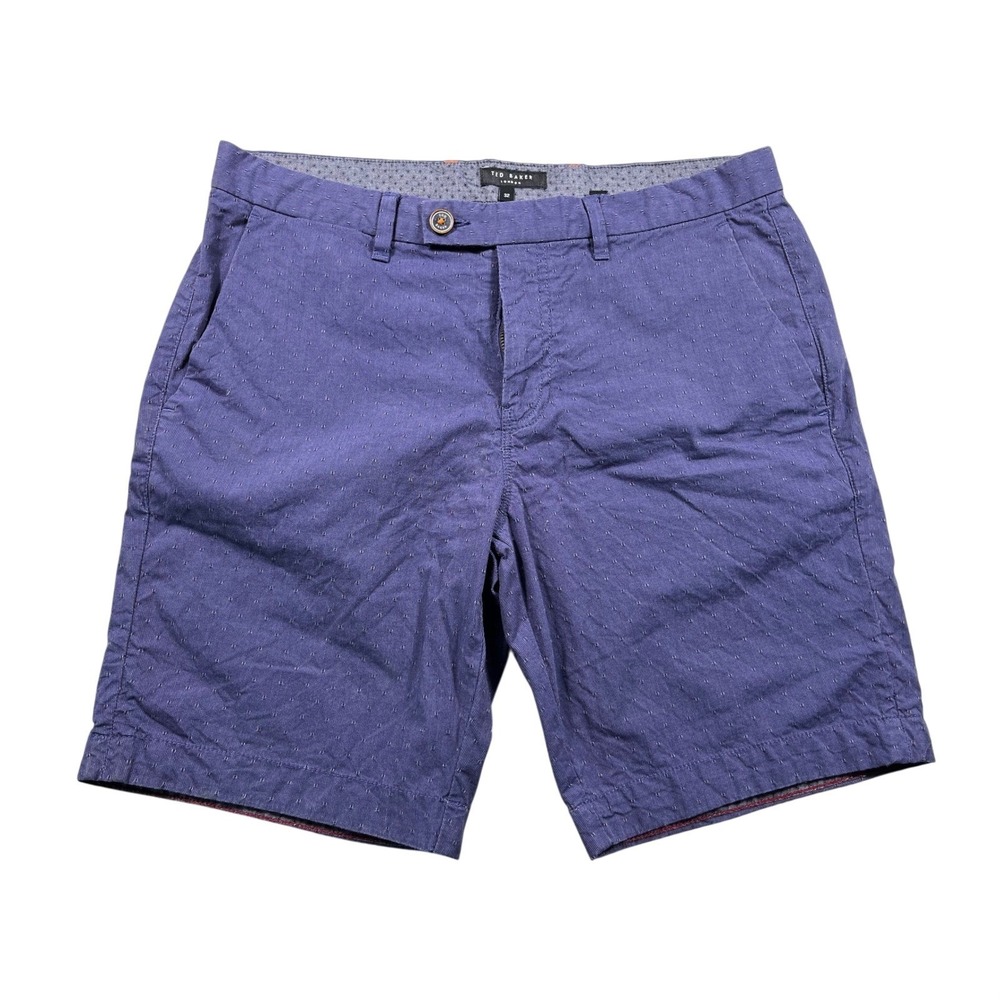 Ted Baker London Chino Shorts Mens 32 Blue Textured Micro Dot Casual Flat Front